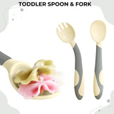Baby Spoon and fork Set for Baby Feeding (off-White)